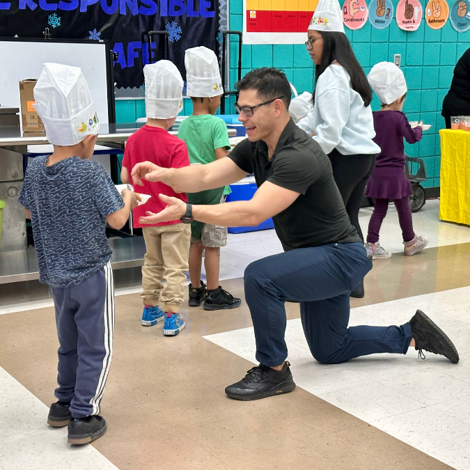 Mike Ty helps make room on a plate to include a smoothie